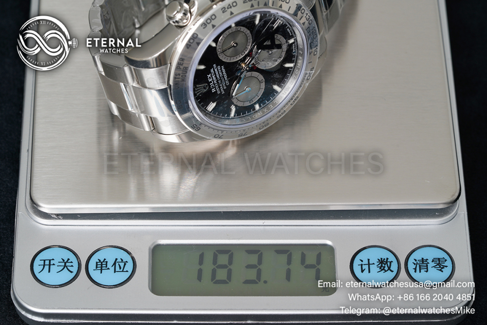 ROLEX - SUPER CLONE Daytona 126509 40mm SS/SS Black/Sliver VSF DD4131 Weight Adjusted