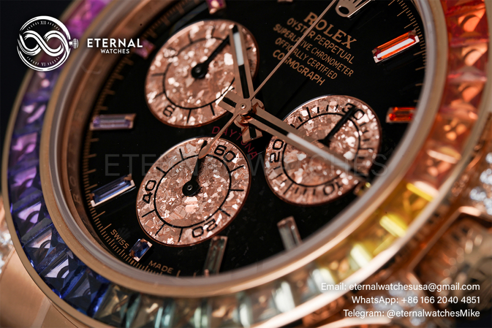 ROLEX - SUPER CLONE Daytona 116595 Rainbow 40mm RG/RG Black/Dia NOOB DD4130