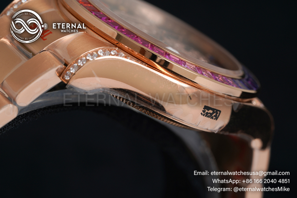 ROLEX - SUPER CLONE Daytona 116595 Rainbow 40mm RG/RG Black/Dia NOOB DD4130