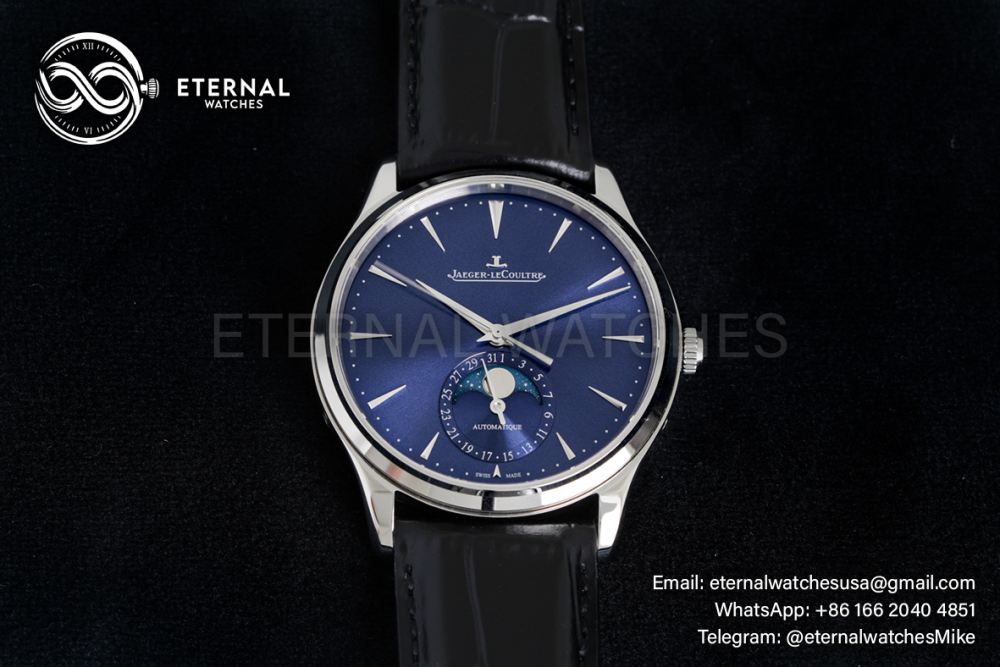 JAEGER-LECOULTRE -  SUPER CLONE Master Ultra-Thin Moon SS/LE Blue/Stk APS A925