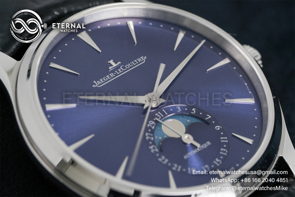 JAEGER-LECOULTRE -  SUPER CLONE Master Ultra-Thin Moon SS/LE Blue/Stk APS A925