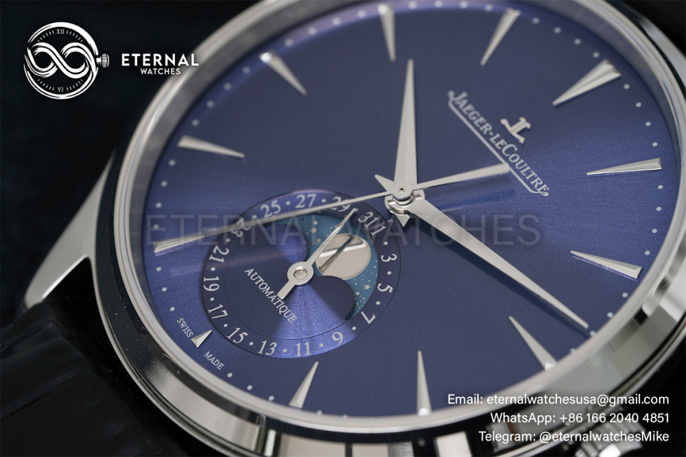 JAEGER-LECOULTRE -  SUPER CLONE Master Ultra-Thin Moon SS/LE Blue/Stk APS A925