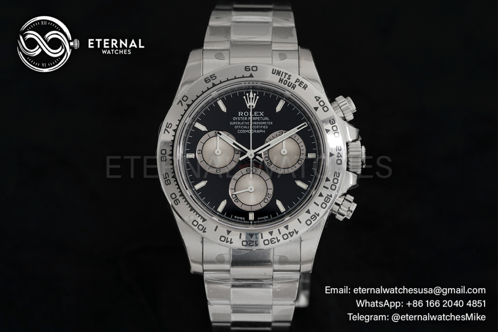 ROLEX - SUPER CLONE Daytona 126509 40mm SS/SS Black/Sliver VSF DD4131 Weight Adjusted
