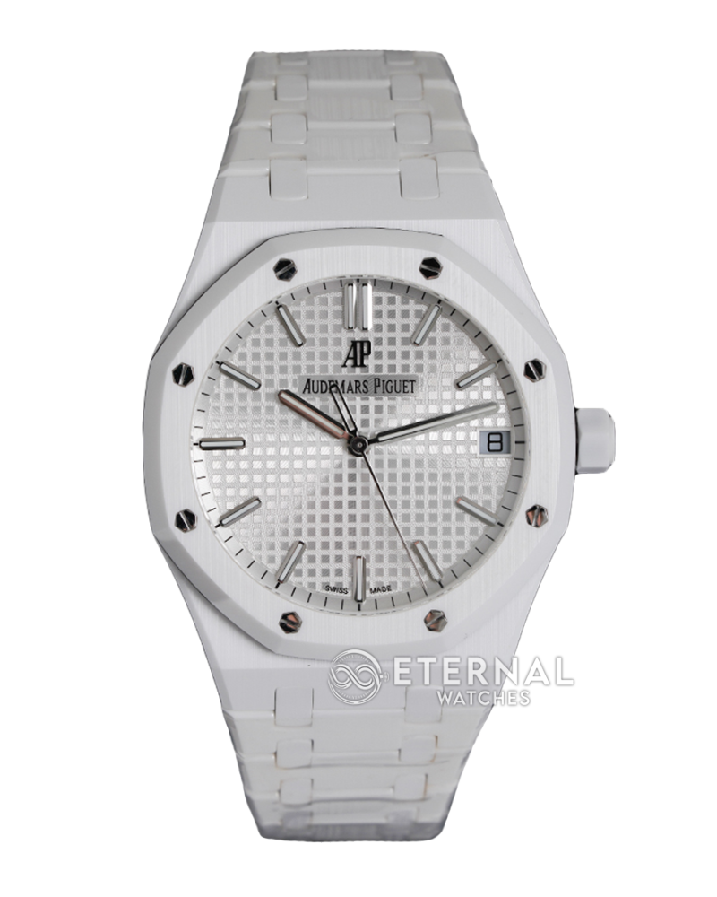 AUDEMARS PIGUET - SUPER CLONE Royal Oak 41mm 15500 White Ceramic/Cer Silver Dial APSF A4302