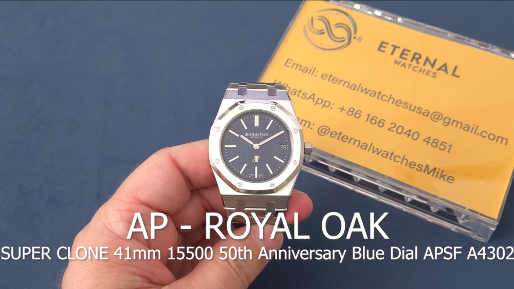 AUDEMARS PIGUET - SUPER CLONE Royal Oak 41mm 15500 50th Anniversary SS/SS Blue/Stk APSF A4302