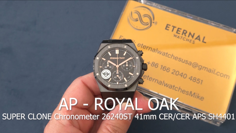 AUDEMARS PIGUET - SUPER CLONE Royal Oak Chrono 26240ST 41mm CER/CER Black Dial APS SH4401