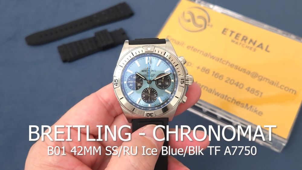 BREITLING - Chronomat B01 42MM SS/RU Ice Blue/Blk TF A7750