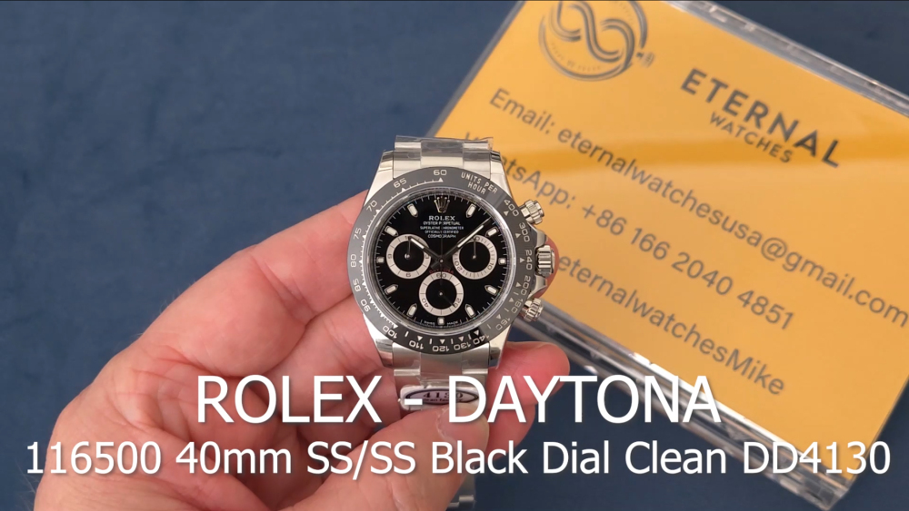 ROLEX - Super Clone Daytona 116500 40mm SS/SS Black Dial Clean DD4130