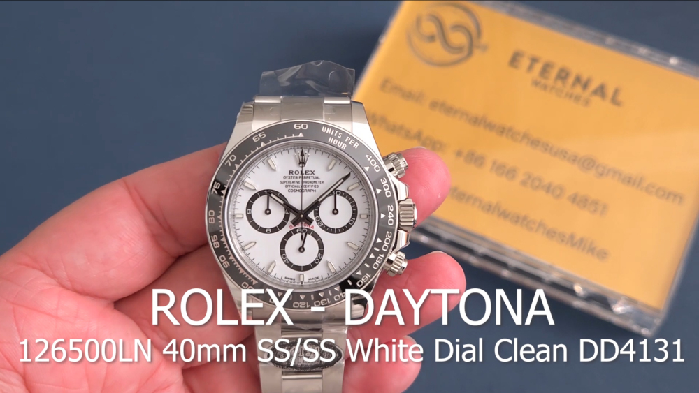 ROLEX - Super Clone Daytona 126500LN 40mm SS/SS White Dial Clean DD4131