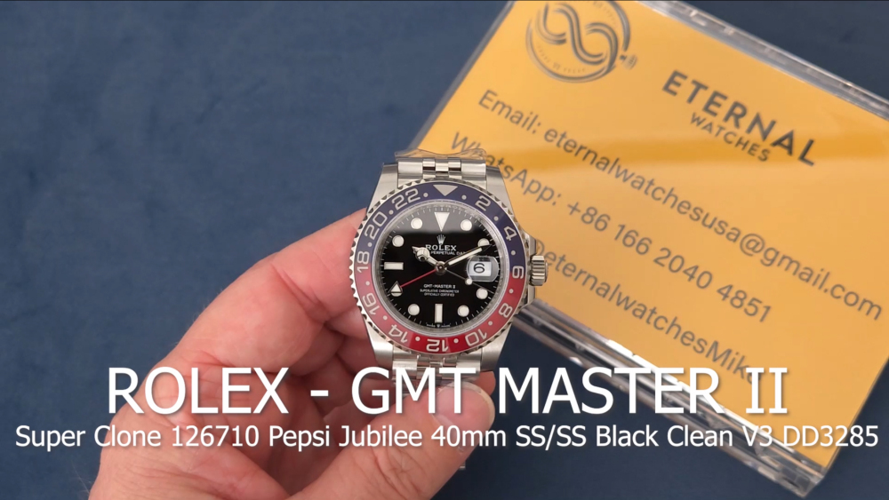 ROLEX - Super Clone GMT Master II 126710 Pepsi Jubilee 40mm SS/SS Black Clean V3 DD3285
