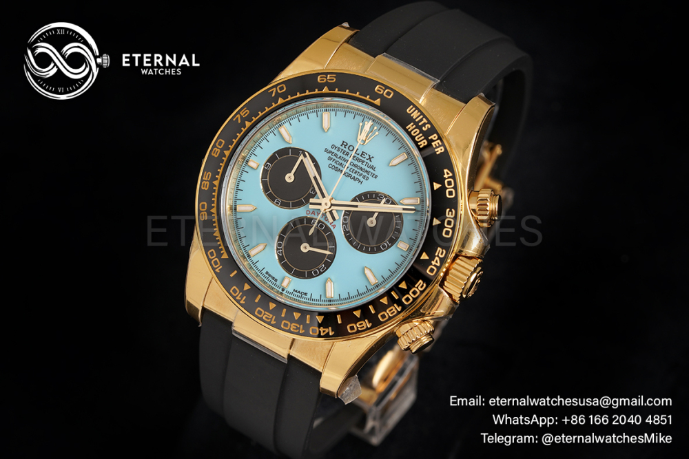 ROLEX - SUPER CLONE Cosmograph Daytona 126518 40mm YG/RU Tiffany/Black VSF DD4131 (Weight Adjusted)