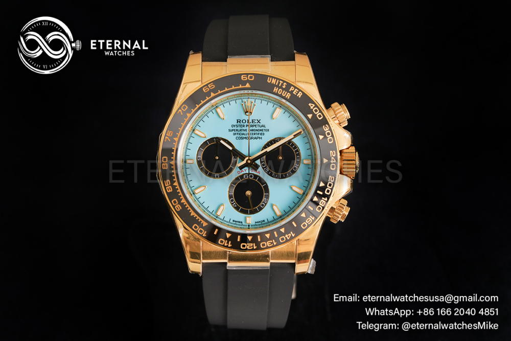 ROLEX - SUPER CLONE Cosmograph Daytona 126518 40mm YG/RU Tiffany/Black VSF DD4131 (Weight Adjusted)