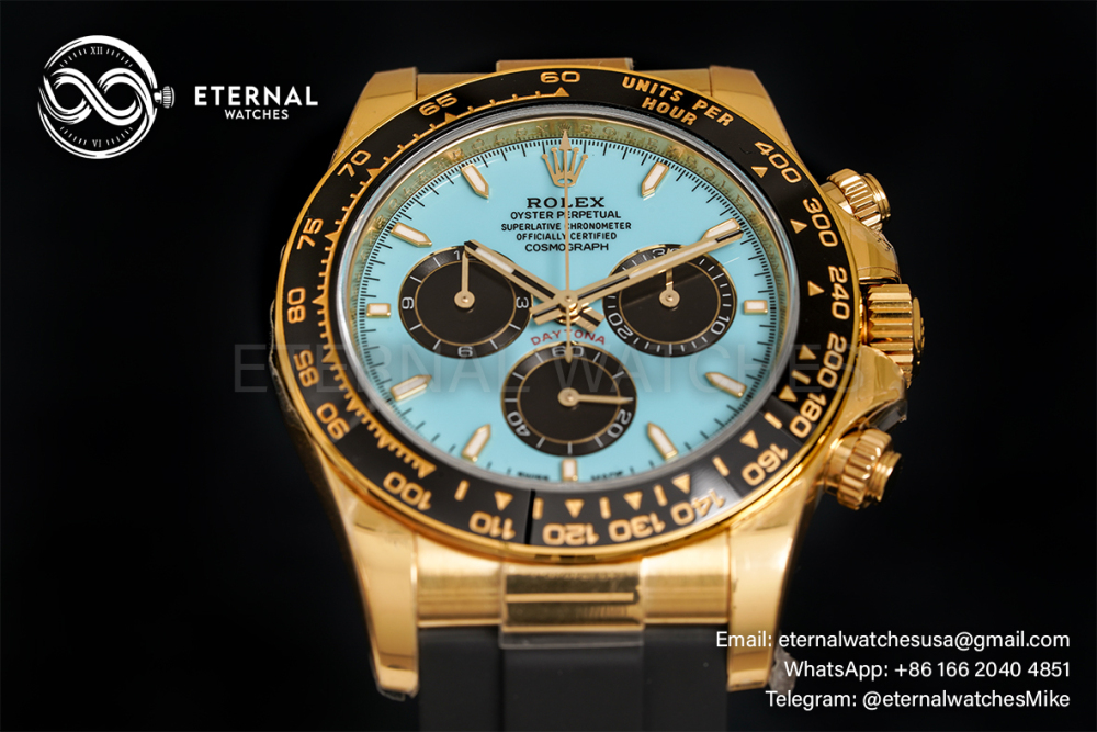 ROLEX - SUPER CLONE Cosmograph Daytona 126518 40mm YG/RU Tiffany/Black VSF DD4131 (Weight Adjusted)