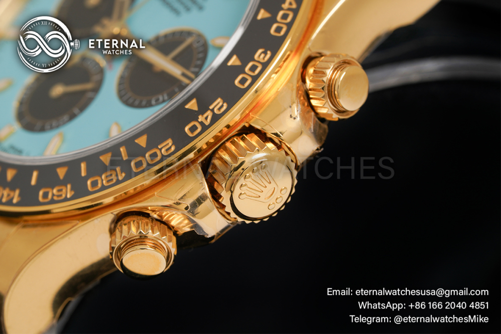 ROLEX - SUPER CLONE Cosmograph Daytona 126518 40mm YG/RU Tiffany/Black VSF DD4131 (Weight Adjusted)