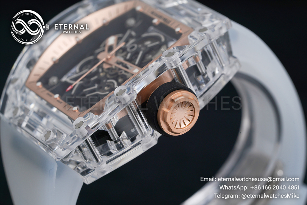 RICHARD MILLE - VAUCHER SUPER CLONE RM055 Crystal Sapphire Rose Gold Inner Bevel