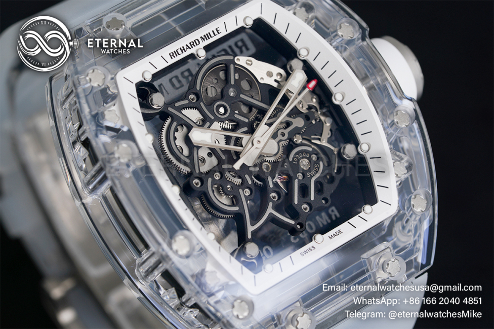 RICHARD MILLE - VAUCHER SUPER CLONE RM055 Crystal Sapphire White Inner Bevel