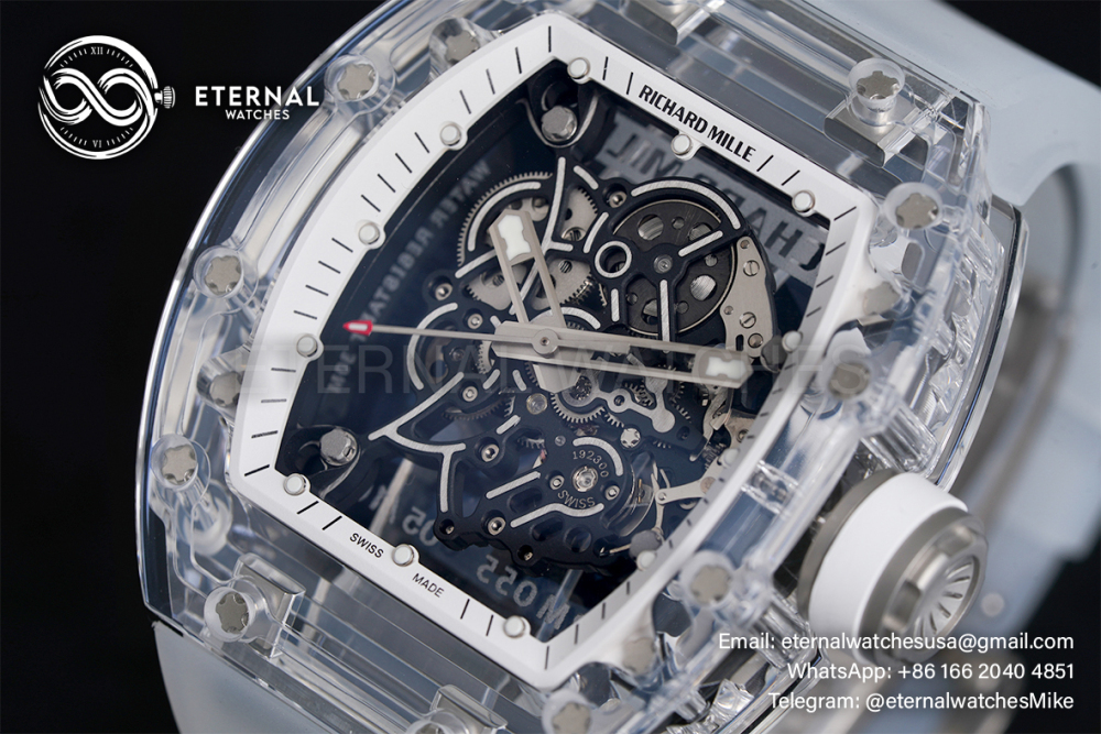 RICHARD MILLE - VAUCHER SUPER CLONE RM055 Crystal Sapphire White Inner Bevel