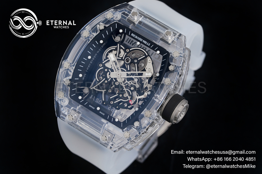 RICHARD MILLE - VAUCHER SUPER CLONE RM055 Crystal Sapphire Black Inner Bevel