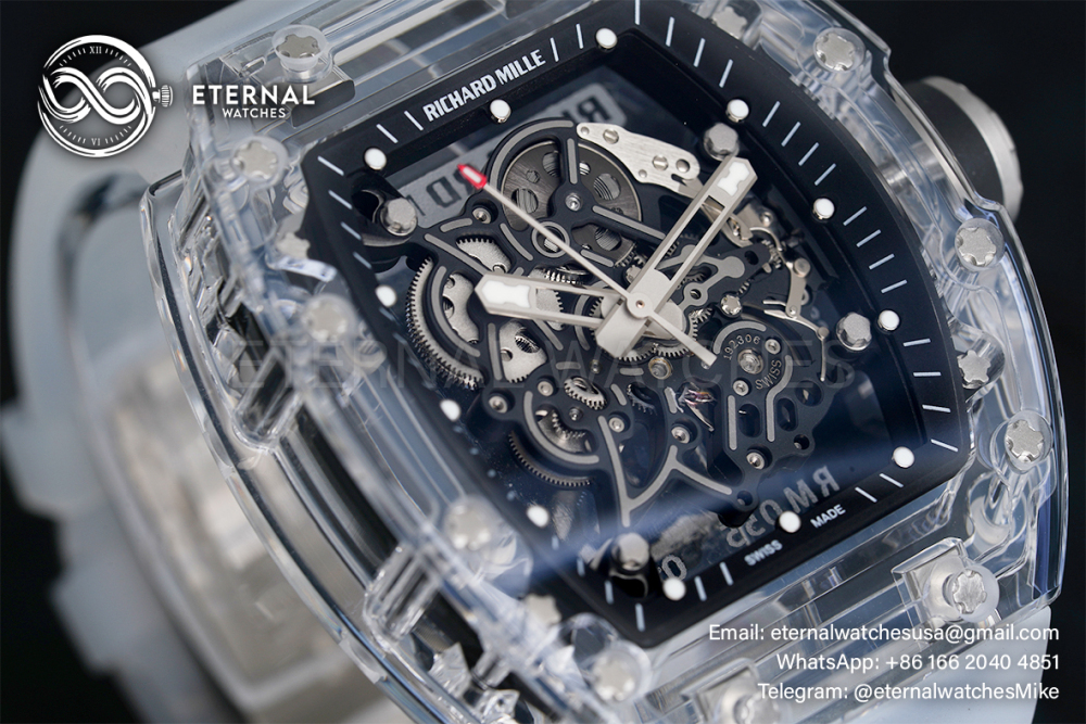 RICHARD MILLE - VAUCHER SUPER CLONE RM055 Crystal Sapphire Black Inner Bevel
