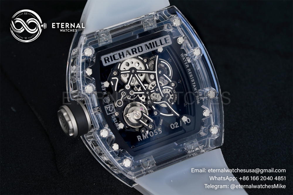 RICHARD MILLE - VAUCHER SUPER CLONE RM055 Crystal Sapphire Black Inner Bevel