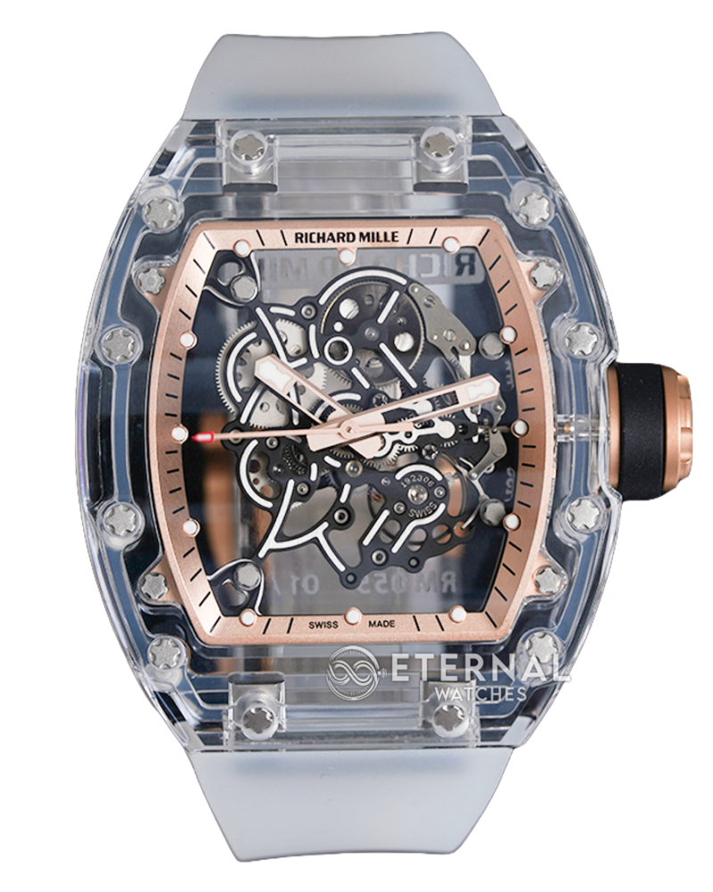 RICHARD MILLE - VAUCHER SUPER CLONE RM055 Crystal Sapphire Rose Gold Inner Bevel