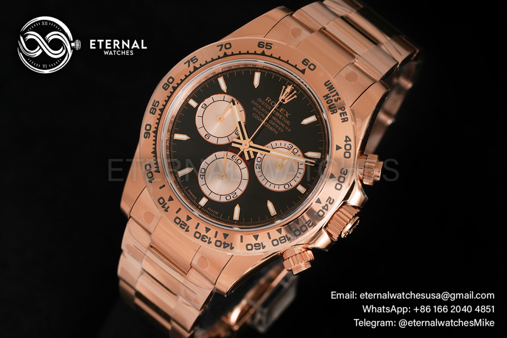 ROLEX - SUPER CLONE Daytona 116508 40mm RG/RG Black Dial VSF DD4130 (Weight Adjusted)