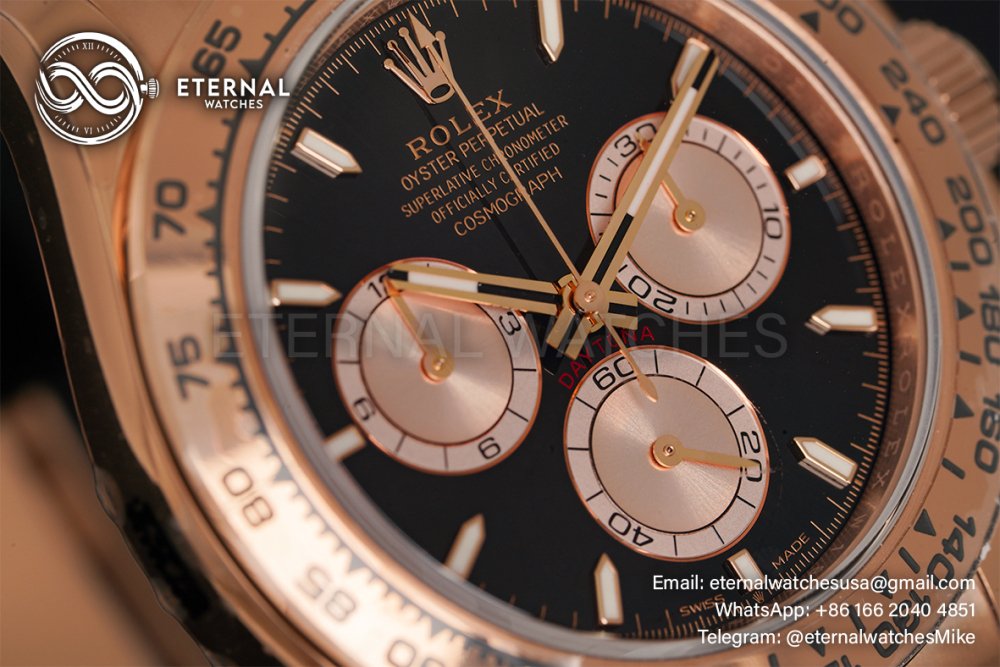 ROLEX - SUPER CLONE Daytona 116508 40mm RG/RG Black Dial VSF DD4130 (Weight Adjusted)