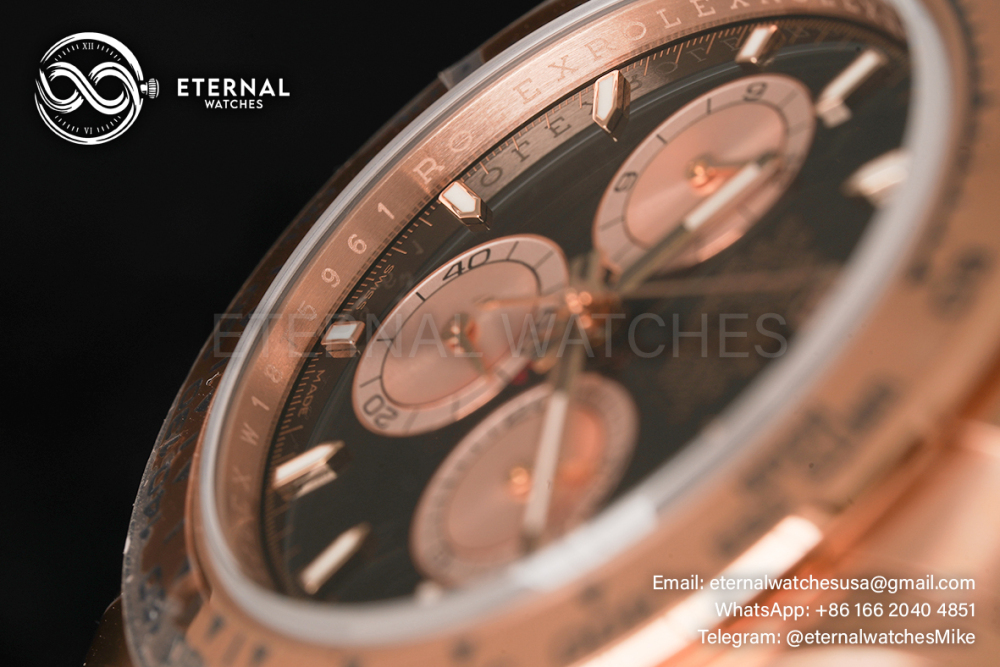 ROLEX - SUPER CLONE Daytona 116508 40mm RG/RG Black Dial VSF DD4130 (Weight Adjusted)