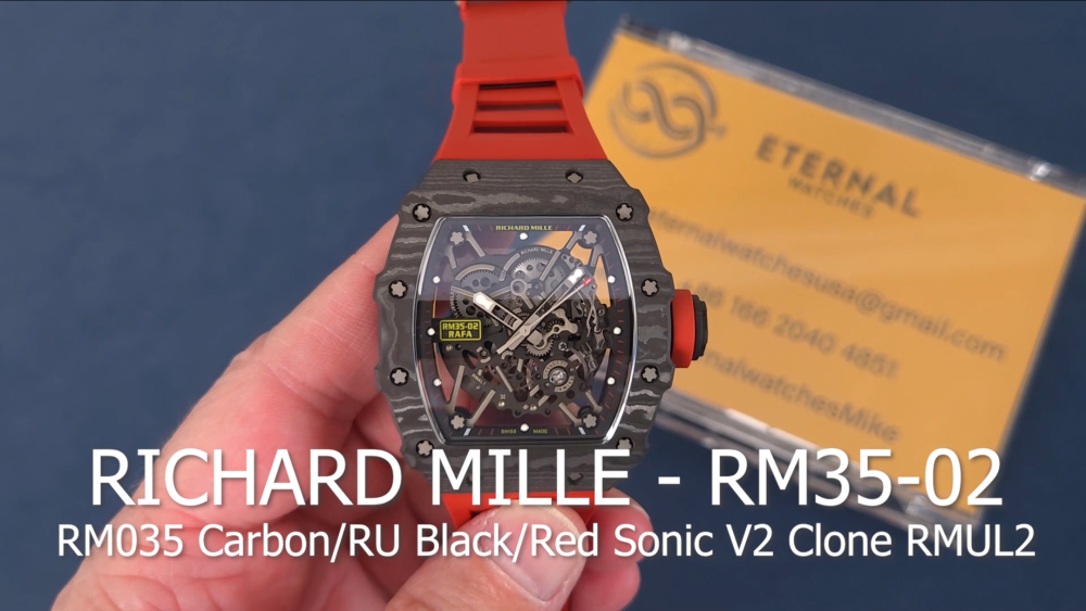 RICHARD MILLE - RM35-02 Rafale Nadal Carbon/RU Black/Red Sonic V2 Clone RMUL2