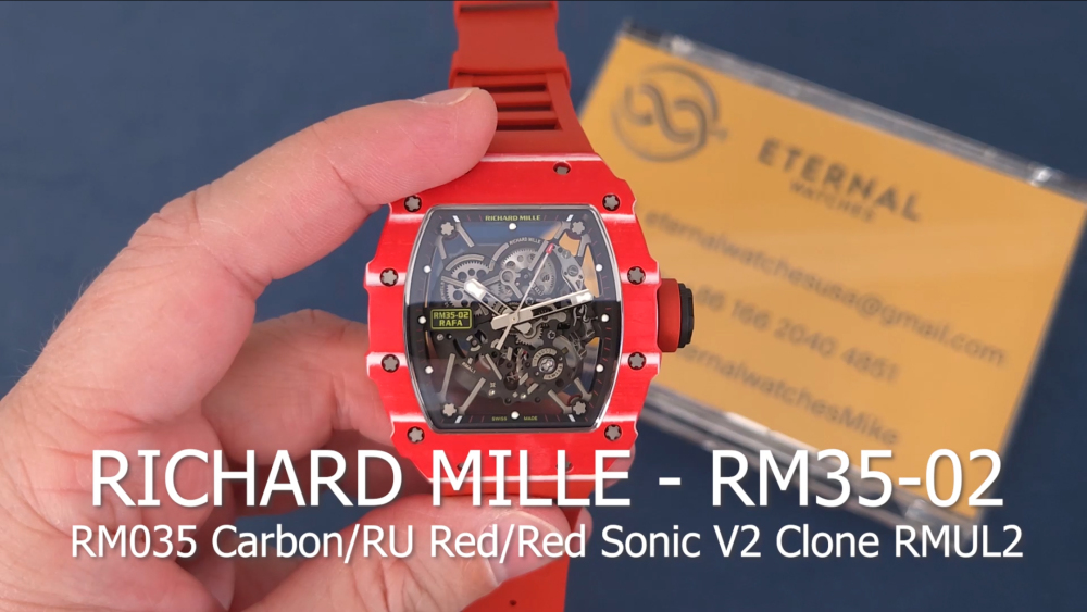 RICHARD MILLE- RM35-02 Rafale Nadal Carbon/RU Red/Red Sonic V2 Clone RMUL2