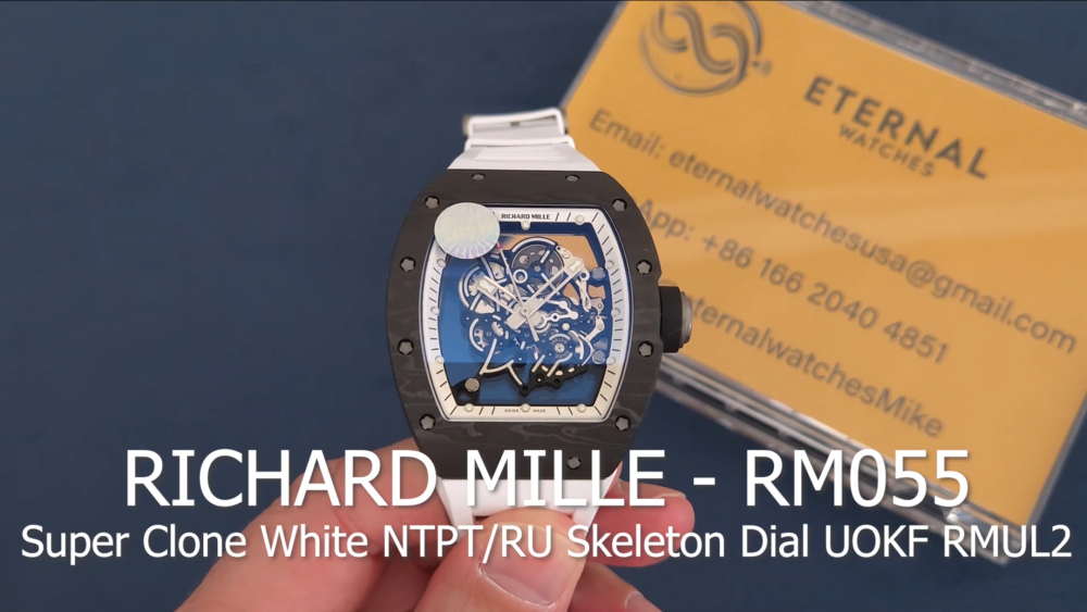 RICHARD MILLE - Super Clone RM055 White NTPT/RU Skeleton Dial UOKF RMUL2
