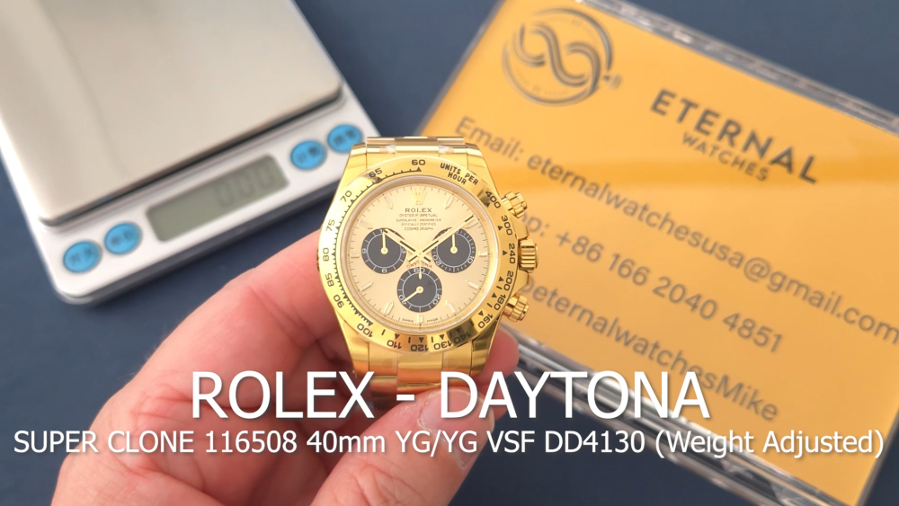 ROLEX - SUPER CLONE Daytona 116508 40mm YG/YG Gold Dial VSF DD4130 (Weight Adjusted)