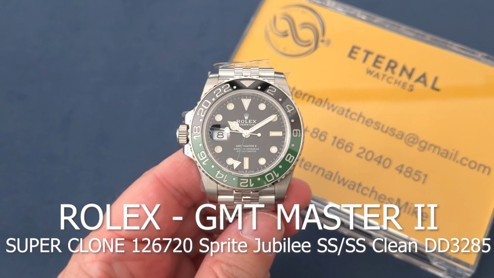 ROLEX - SUPER CLONE GMT Master II 126720 Sprite Jubilee SS/SS Clean DD3285