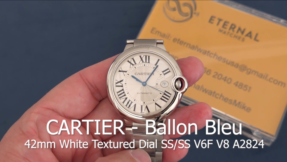 CARTIER - Ballon Bleu 42mm White Textured Dial SS/SS V6F V8 A2824