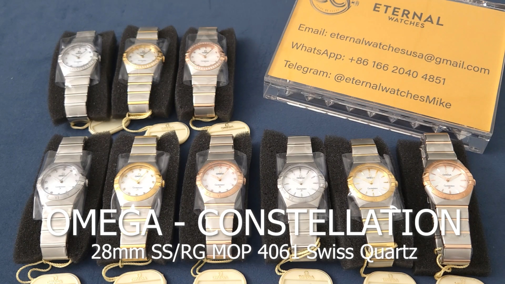 OMEGA - Constellation 28mm SS/RG MOP/Stk Swiss Quartz Movement 4061