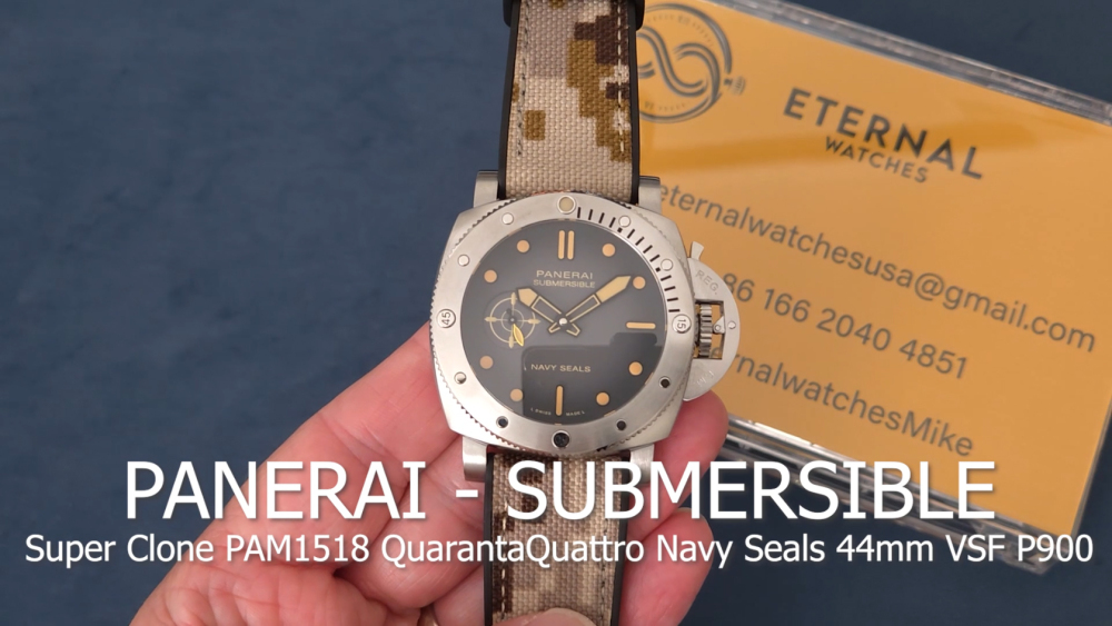 PANERAI - Super Clone Submersible PAM1518 QuarantaQuattro Navy Seals 44mm TI/CE Black Dial VSF P900