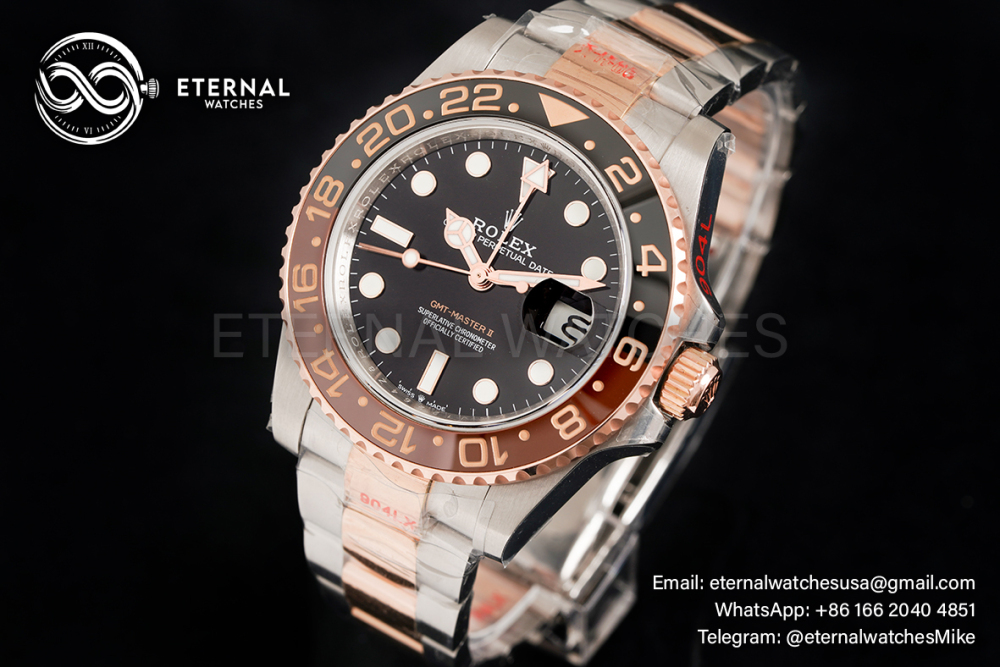 ROLEX - GMT Master II 126711 CHNR Root Beer SS/RG Black Dial GMF DD3285 (Gold Wrapped - Weight Adjusted)