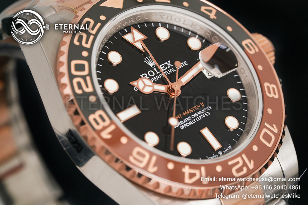 ROLEX - GMT Master II 126711 CHNR Root Beer SS/RG Black Dial GMF DD3285 (Gold Wrapped - Weight Adjusted)