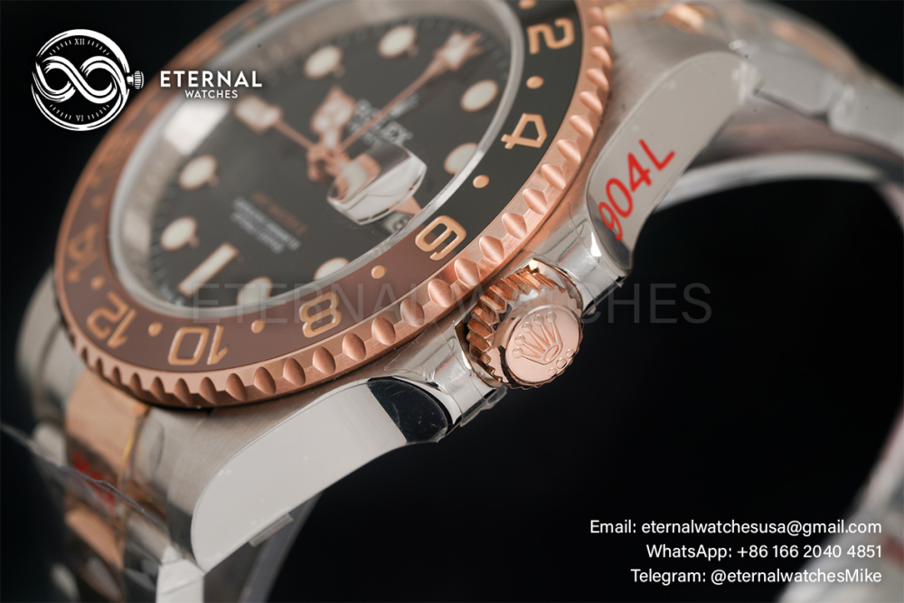 ROLEX - GMT Master II 126711 CHNR Root Beer SS/RG Black Dial GMF DD3285 (Gold Wrapped - Weight Adjusted)