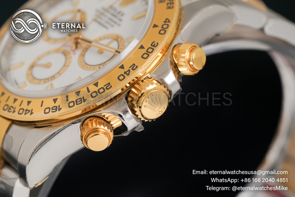 ROLEX - SUPER CLONE Daytona 126503 40mm YG/SS White/Stk VSF DD4131 (Weight Adjusted)