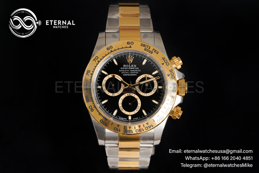 ROLEX - SUPER CLONE Daytona 126503 40mm YG/SS Black/Stk VSF DD4131 (Weight Adjusted)