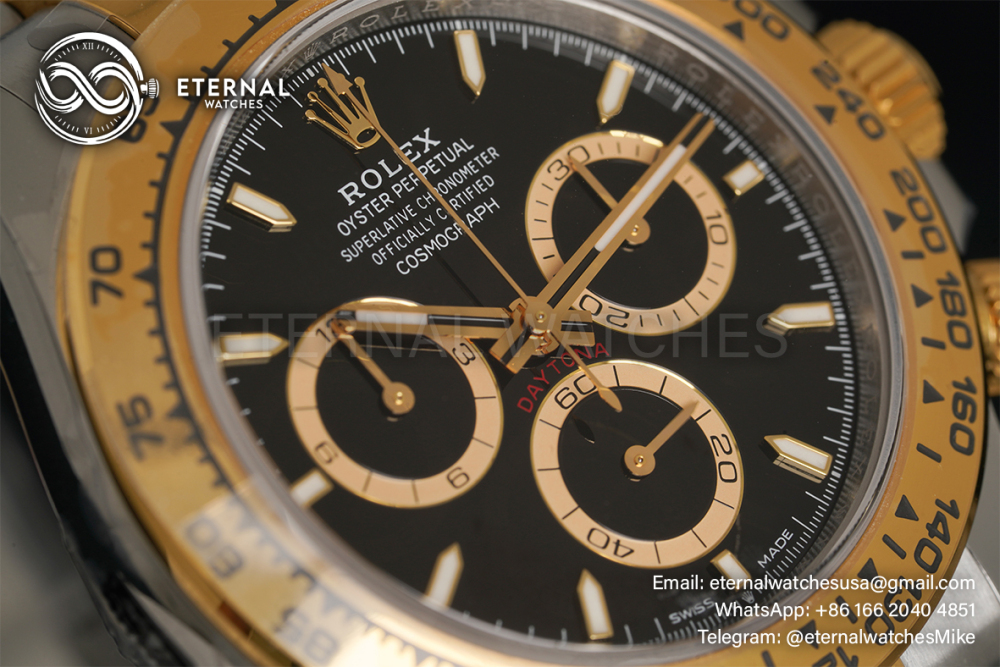 ROLEX - SUPER CLONE Daytona 126503 40mm YG/SS Black/Stk VSF DD4131 (Weight Adjusted)