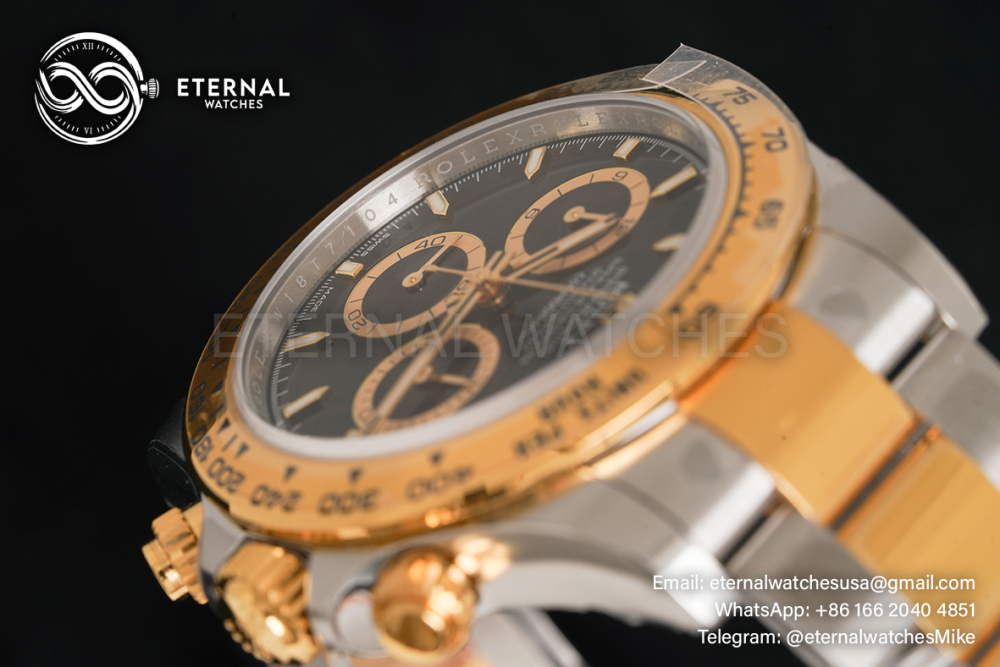 ROLEX - SUPER CLONE Daytona 126503 40mm YG/SS Black/Stk VSF DD4131 (Weight Adjusted)