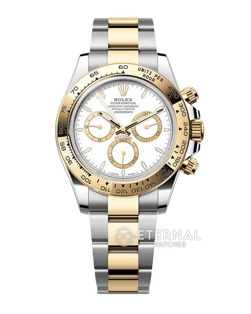 ROLEX - SUPER CLONE Daytona 126503 40mm YG/SS White/Stk VSF DD4131 (Weight Adjusted)