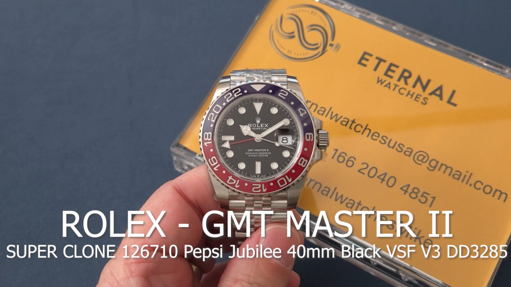 ROLEX - SUPER CLONE GMT Master II 126710 Pepsi Jubilee 40mm SS/SS Black VSF V3 DD3285