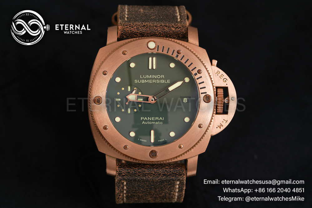 PANERAI - SUPER CLONE PAM382 Bronzo Submersible BR/LE Green VSF V2 Modified P9000