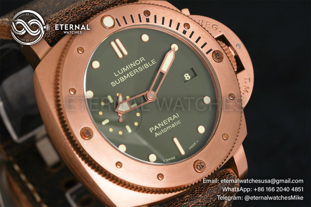 PANERAI - SUPER CLONE PAM382 Bronzo Submersible BR/LE Green VSF V2 Modified P9000