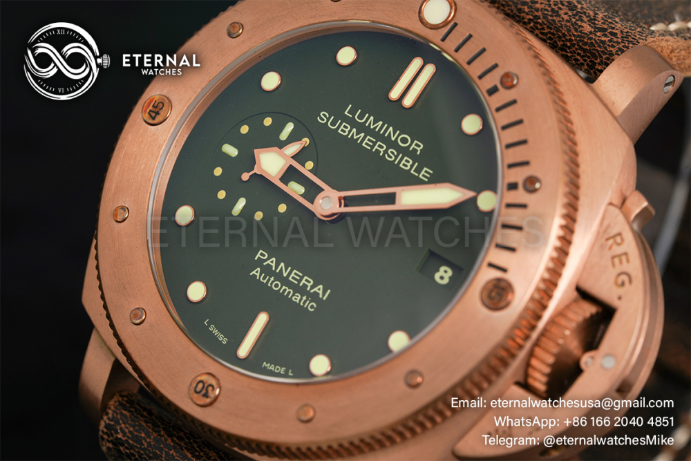 PANERAI - SUPER CLONE PAM382 Bronzo Submersible BR/LE Green VSF V2 Modified P9000