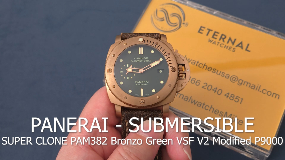 PANERAI - SUPER CLONE PAM382 Bronzo Submersible BR/LE Green VSF V2 Modified P9000