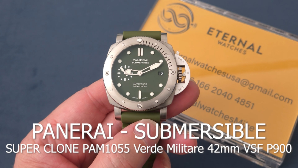 PANERAI - SUPER CLONE Submersible PAM1055 Verde Militare 42mm SS/RU Green VSF P900